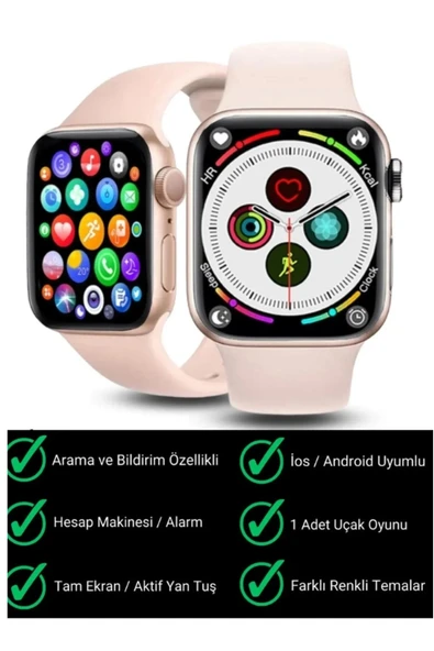 Pembe Silikon Kordonlu Akıllı Saat, 1.8 İnç Ekran, Sesli Görüşme ve Adım Sayar Özellikli ürün görseli 1