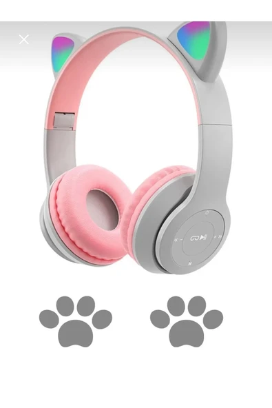 Kulak üstü Bluetooth 5.0 yeşil kedi kulağı detaylı çocuk kulaklık 1 yıl garantili ürün görseli 1