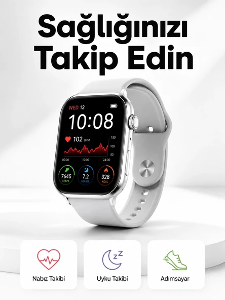 Yeni Nesil Akıllı Saat Adımsayar, GPS, Nabız Ölçer, Uyku ve Sağlık Takibi (Kopya) ürün görseli 1