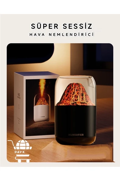 300 ml Kapasiteli Siyah Renkli RGB Işıklı Dekoratif Hava Nemlendirici ve Buhar Makinesi ürün görseli 1