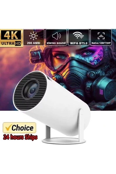 Projektör 4K Android 11 Dual Wifi6 260ANSI BT5.0 1080P 1280x720 çözünürlük destekli ürün görseli 1