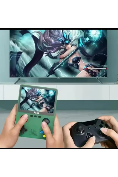 Taşınabilir mini el oyun konsolu 3,5 inç ekran oyunlu yeşil renk bluetooth yok - Elektronik ürün görseli 1
