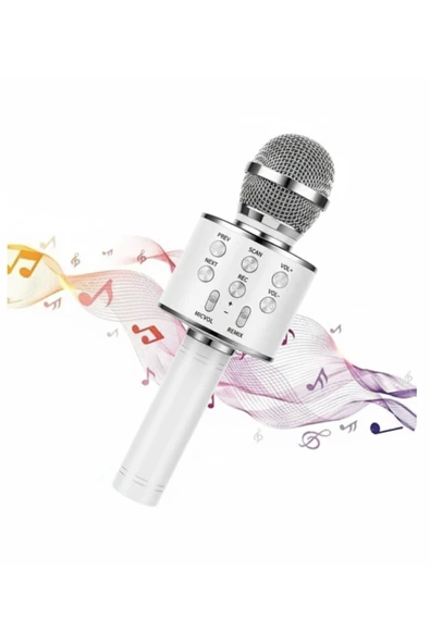 Bluetooth bağlantılı pembe karaoke mikrofonu dahili hoparlörlü usb tf kart destekli 2 yıl garantili ürün görseli 1
