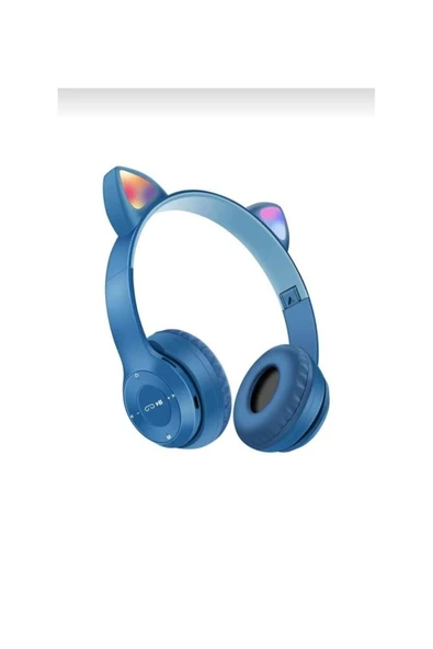 Turkuaz renk kulak üstü bluetooth 5.0 kablosuz kulaklık 1 yıl garantili aux girişli çocuk ürün görseli 1