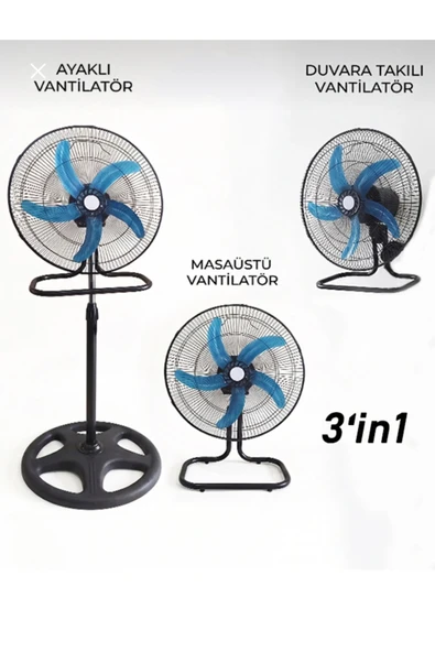 Ayaklı vantilatör siyah renk 220V 50HZ 130W 2 yıl garantili yetkili servisli - Elektronik ürün görseli 1