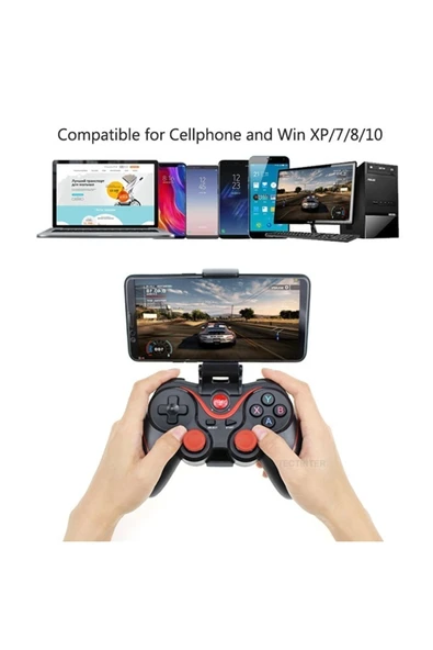 Kırmızı Bluetooth bağlantılı gamepad, PC uyumlu, telefona takılabilir oyun kolu - Elektronik ürün görseli 1