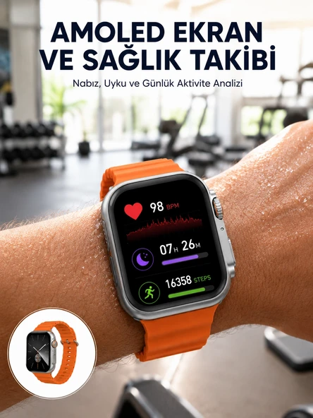 Akıllı Saat Unısex Zarif Görünümlü Titanyum Kasa Amoled Ekran Müzik Dinleme Yeni Nesil ürün görseli 1