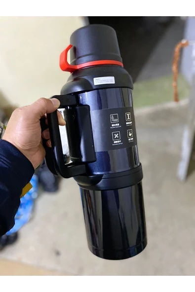 Paslanmaz çelik siyah termos 4 litre kutulu 48 saat yalıtım süresi gıda temasına uygun ürün görseli 1
