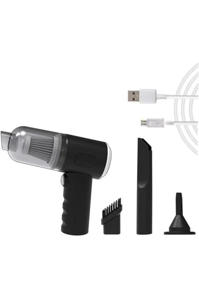 Şarjlı araç içi süpürge siyah 0-250 watt 81-90 dba 2 yıl garantili 1-2 saat kullanım ürün görseli 1