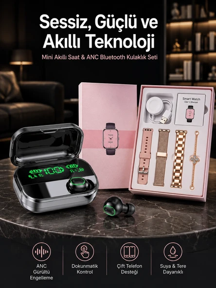 Yeni Nesil Kaliteli Akıllı Saat ve Kablosuz Bluetooth Kulaklık Yüksek Ses Kaliteli Yeni Nesil ürün görseli 1
