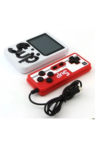 Çift kollu beyaz mini atari nostaljik oyunlu oyun konsolu bluetooth yok - Elektronik ürün görseli 1