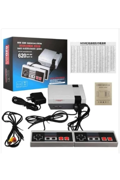 Beyaz retro mini oyun konsolu 620 oyunlu HDMI bağlantılı bluetoothsuz televizyon atarisi ürün görseli 1