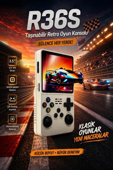 Taşınabilir retro oyun konsolu beyaz renk 64 GB hafıza 15000+ yüklü oyun bluetooth yok ürün görseli 1
