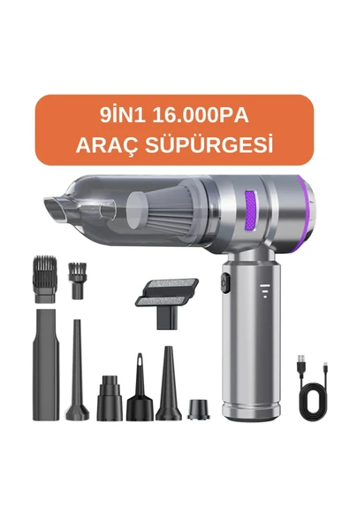 Araç içi süpürge şarjlı gümüş 0-250 watt 71-80 dba 2 yıl garantili 2-3 saat şarj süresi ürün görseli 1