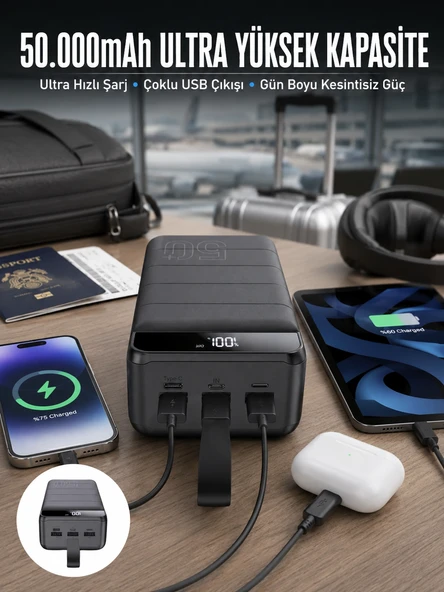 Powerbank Çoklu Şarj Girişi 50.000 Mah Taşınabilir Dijital Göstergeli (kopya) ürün görseli 1