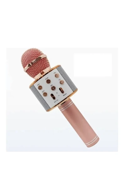 Bluetooth bağlantılı pembe karaoke mikrofon kablosuz hoparlörlü garantisiz - Elektronik ürün görseli 1