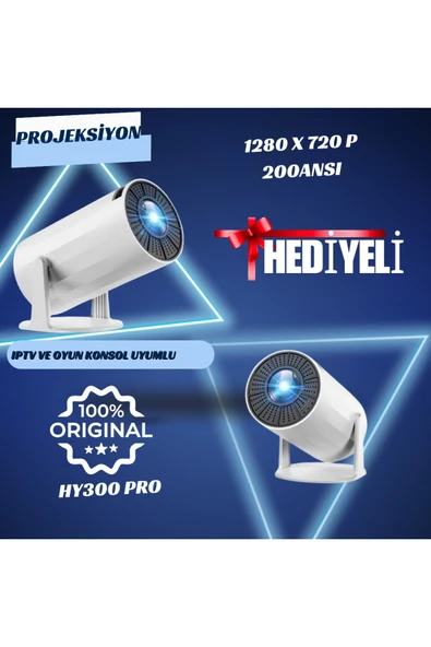 LED projeksiyon cihazı 4K çözünürlük 1280x720 beyaz 2000:1 kontrast USB HDMI kablosuz ürün görseli 1
