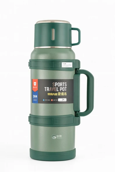 Paslanmaz çelik siyah termos 2 litre kutulu 48 saat yalıtım gıda temas sembollü - Spor & Outdoor ürün görseli 1