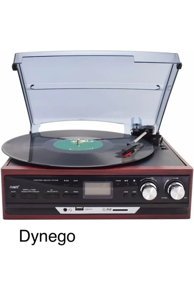 Bluetoothlu kumandalı hoparlörlü pikap radyo kaset usb mp3 çalar kahverengi 2 yıl garantili ürün görseli 1