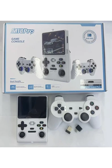 Beyaz Bluetooth özellikli retro arcade oyun konsolu ve rocker Wi-Fi TV bağlantılı ürün görseli 1