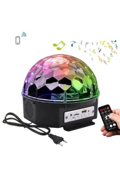 Bluetooth USB MP3 destekli siyah LED ışıklı hoparlör disko sahne topu - Hobi & Eğlence ürün görseli 1