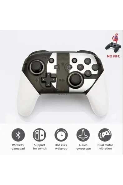 Kablosuz Bluetooth bağlantılı beyaz joystick, Switch Pro uyumlu, hızlı şarj desteği yok ürün görseli 1