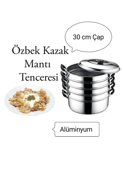 Bakır dış, granit iç yüzeyli, 30 cm, 5 parça, metalik renkli mantı tenceresi - 30 cm Boyut/Ebat ürün görseli 1