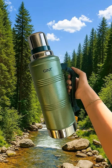 Gint 2.2 Litre YEŞİL Renk 48 Saat Sıcak ve Soğuk Vakumlu Paslanmaz Çelik Termos Gint ürün görseli 1