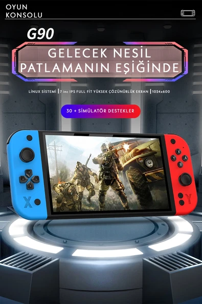 Taşınabilir oyun konsolu 7 inç HD ekran 2000 mAh batarya 10.000+ oyun çok renkli ürün görseli 1