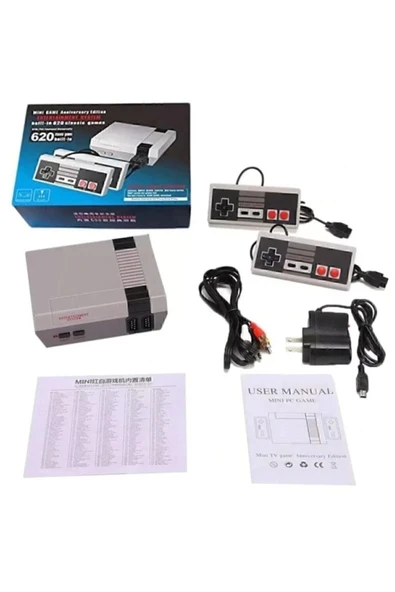 8 bit oyun konsolu bej renk 620 yüklü oyun bluetooth yok kolay bağlantı - Elektronik ürün görseli 1