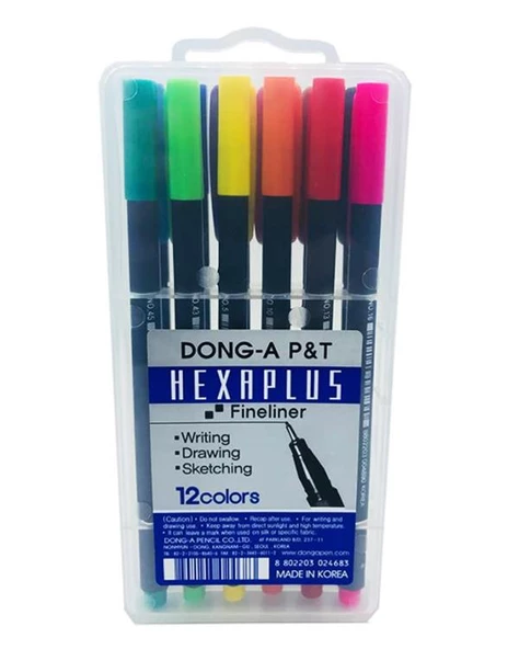 Dong A P&T Hexaplus Fineliner Kalem 12 Renk ürün görseli 1