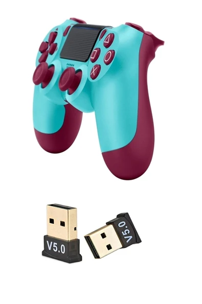 Turkuaz bluetooth bağlantılı Playstation 4 uyumlu kablosuz gamepad ve usb dongle seti ürün görseli 1