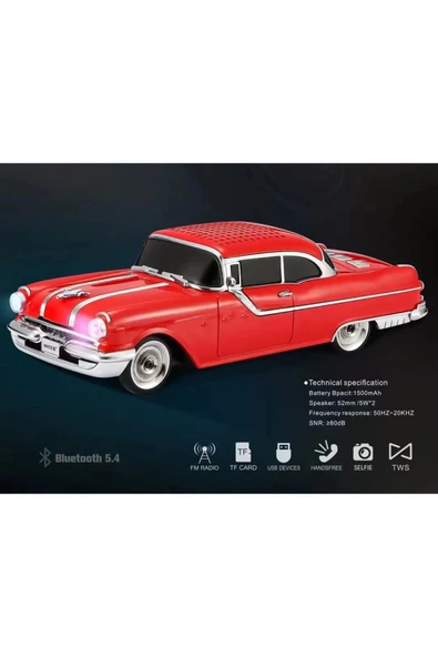 Bluetooth hoparlör kırmızı renk FM radyo SD kart USB desteği çoklu bağlantı 5 saat dinleme ürün görseli 1