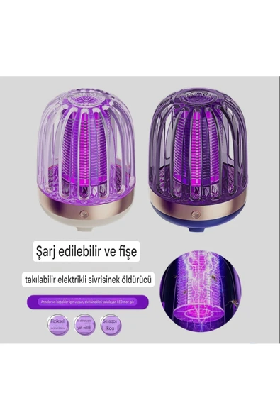 Şarjlı uv ışıklı elektrikli sivrisinek öldürücü lamba makine 15cm tehlikeli değil ürün görseli 1