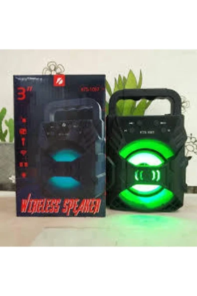 Bluetooth hoparlör siyah renk 2 saat dinleme süresi 1 yıl garantili ışıklı model ürün görseli 1