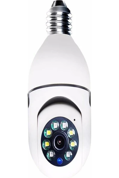 Beyaz 360 derece dönebilen gece görüşlü kablosuz wifi IP kamera HD kayıt SD kart destekli ürün görseli 1