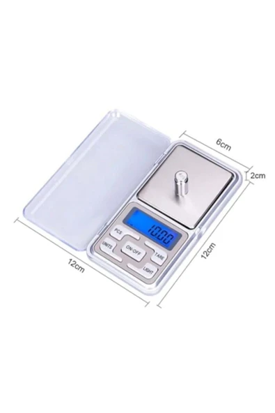 Çelik gövdeli gümüş renk dijital hassas cep terazi 0,1 gr 500 gr LCD ekranlı - 2 Yıl Garanti Süresi ürün görseli 1