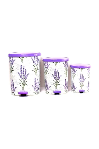 Metal 25 L beyaz mutfak tipi pedallı çöp kovası 3 adet set - 25 L Hacim - Ev & Mobilya ürün görseli 1