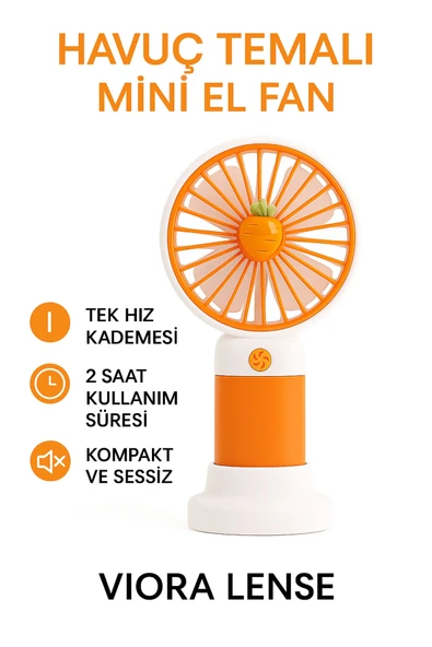 El vantilatörü turuncu renk, 2 yıl garantili, taşınabilir ve sessiz kullanım özellikli ürün görseli 1