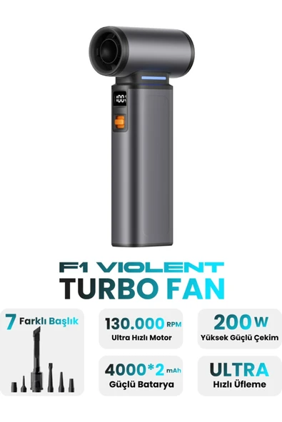 El vantilatörü gri renk motorlu 4000mAh bataryalı 2 yıl garantili - Elektronik - İklimlendirme ürün görseli 1
