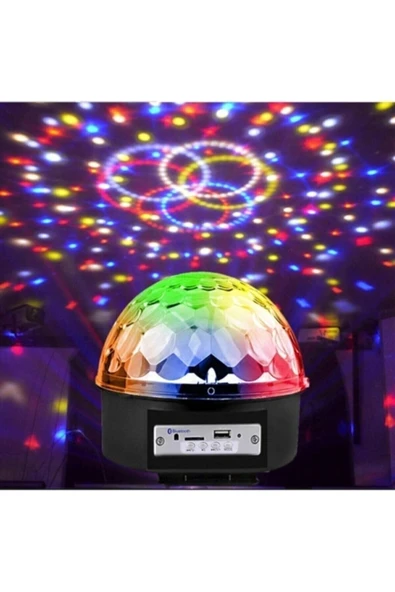 Bluetooth özellikli gri küre disko topu müzik çalar ve sese duyarlı renkli lazer ışık ürün görseli 1