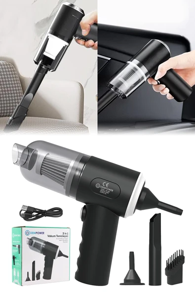 Araç içi süpürge siyah 0-250 watt 5-10 dba ses seviyesi 1-2 saat şarj 2 yıl garantili ürün görseli 1