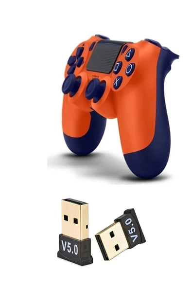 Turuncu Bluetooth bağlantılı gamepad, Playstation 4 uyumlu, kablosuz, USB dongle dahil ürün görseli 1