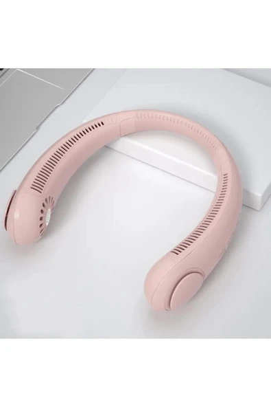 El vantilatörü boyun askılı kablosuz şarjlı taşınabilir mini pembe 2 yıl garantili ürün görseli 1