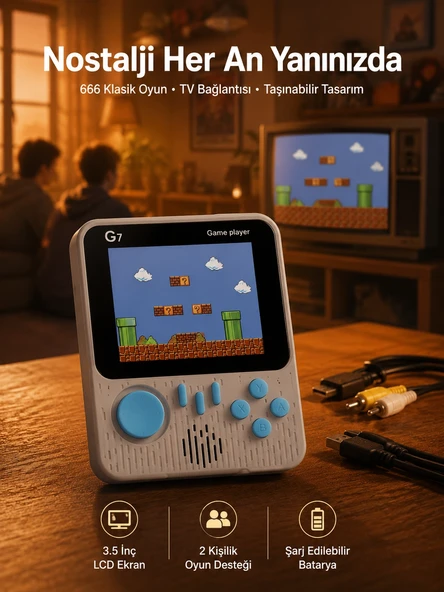 Oyun Konsolu Retro Oyun Konsolu Tv'ye Bağlanabilir Taşınabilir ürün görseli 1