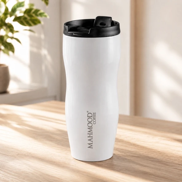 Mahmood Coffee Beyaz Termos 400 ml - Resim 3