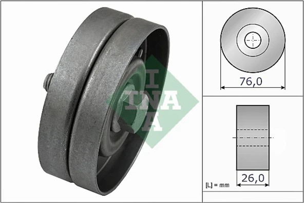 Vw V Kayıs Gergi Rulmanı - (76 Mm)(demir)-Duz - İna 532 0326 30 ürün görseli 1