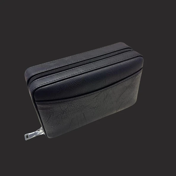 Seyahat Humidoru  Siyah Dört'lü Puro Deri Çantası ürün görseli 1
