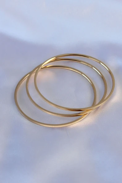 Gold Renk 3'lü Ajda Model Kadın 60 mm Bilezik - EBJ260725W44235 ürün görseli 1
