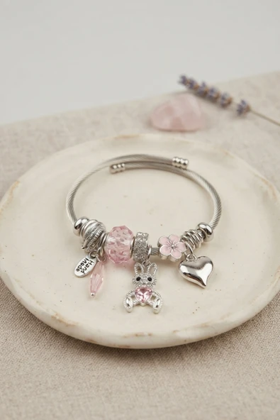 Pembe Tavşan Charmlı Bileklik - EBJ260725W44598 ürün görseli 1